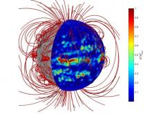Пример структуры магнитного поля нейтронной звезды с сильным магнитным полем (магнетара). Источник: К.Gourgouliatos et al