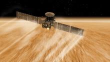 Аппарат TGO замедляется во время прохода через верхние слои атмосферы Марса (с) ESA/ATG medialab